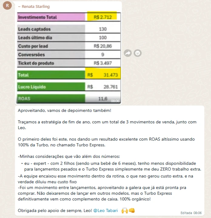 Resultado de aluno da Estratégia Turbo